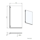 Nuie Square Hinged Bath Screen - 5mm Glass (H1410 x W782mm) ERSSQ LD