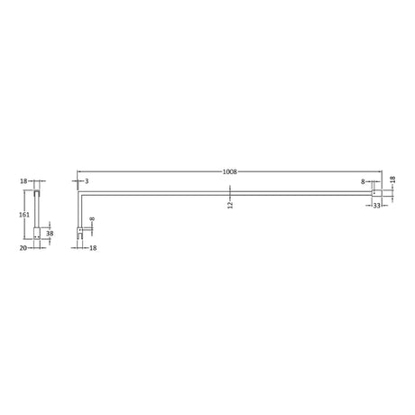 Nuie Wetroom Screen Additional Support Bar Brushed Brass FIX025 LD