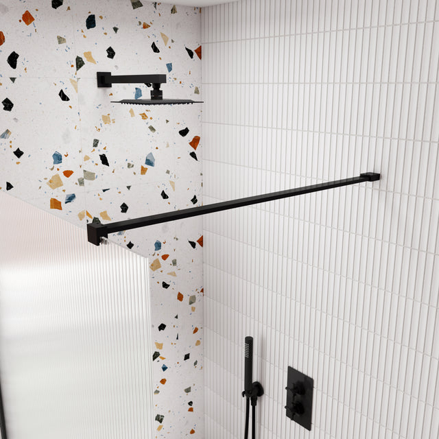 Hudson Reed Wetroom Screen Flat Support Bar Matt Black FIX040 LS