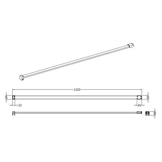 Nuie Wetroom Screen Additional Support Bar Brushed Pewter FIX027 LD