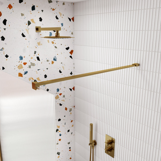 Hudson Reed Wetroom Screen Flat Support Bar Brushed Brass FIX080 LS