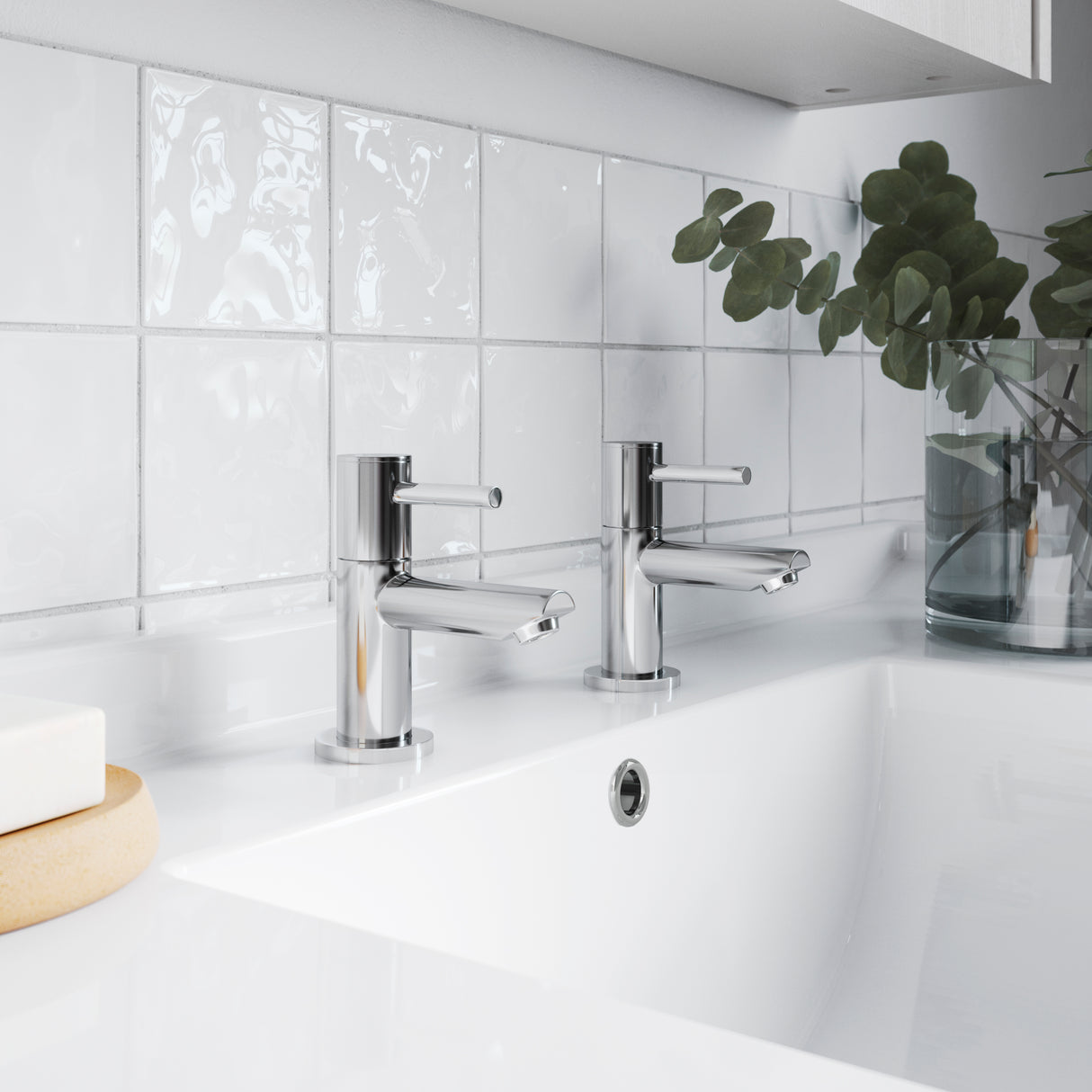 Nuie Series Two Basin Pillar Taps Chrome FJ311 LS