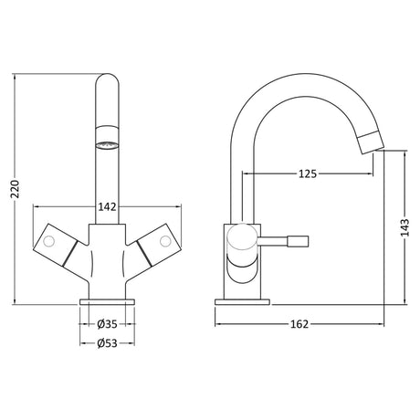 Nuie Series Two Economy Mono Basin Mixer Tap with Waste Chrome FJ317 LD