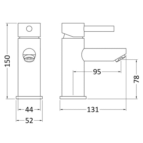 Nuie Series Two Mono Basin Mixer Tap with Waste Chrome FJ318 LD
