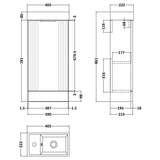 Nuie Deco Compact 400mm Freestanding 1 Door Vanity Unit & Basin Satin White FLT120 LD