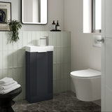 Nuie Deco Compact 400mm Freestanding 1 Door Vanity Unit & Basin Soft Black FLT1420 LS2