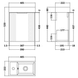 Nuie Deco Compact 400mm Wall Hung 1 Door Vanity Unit & Basin Satin Green FLT890 LD