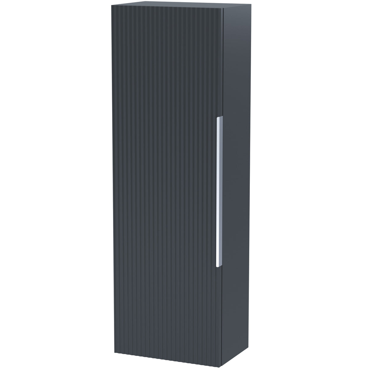 Hudson Reed Fluted 1 Door Wall Mounted Tallboy Storage Unit W400 x D253mm Soft Black FLU1462