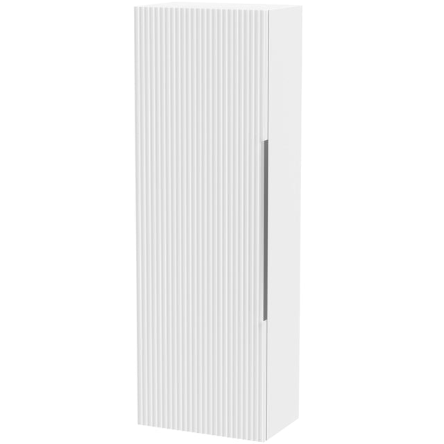 Hudson Reed Fluted 1 Door Wall Mounted Tallboy Storage Unit W400 x D253mm Satin White FLU162