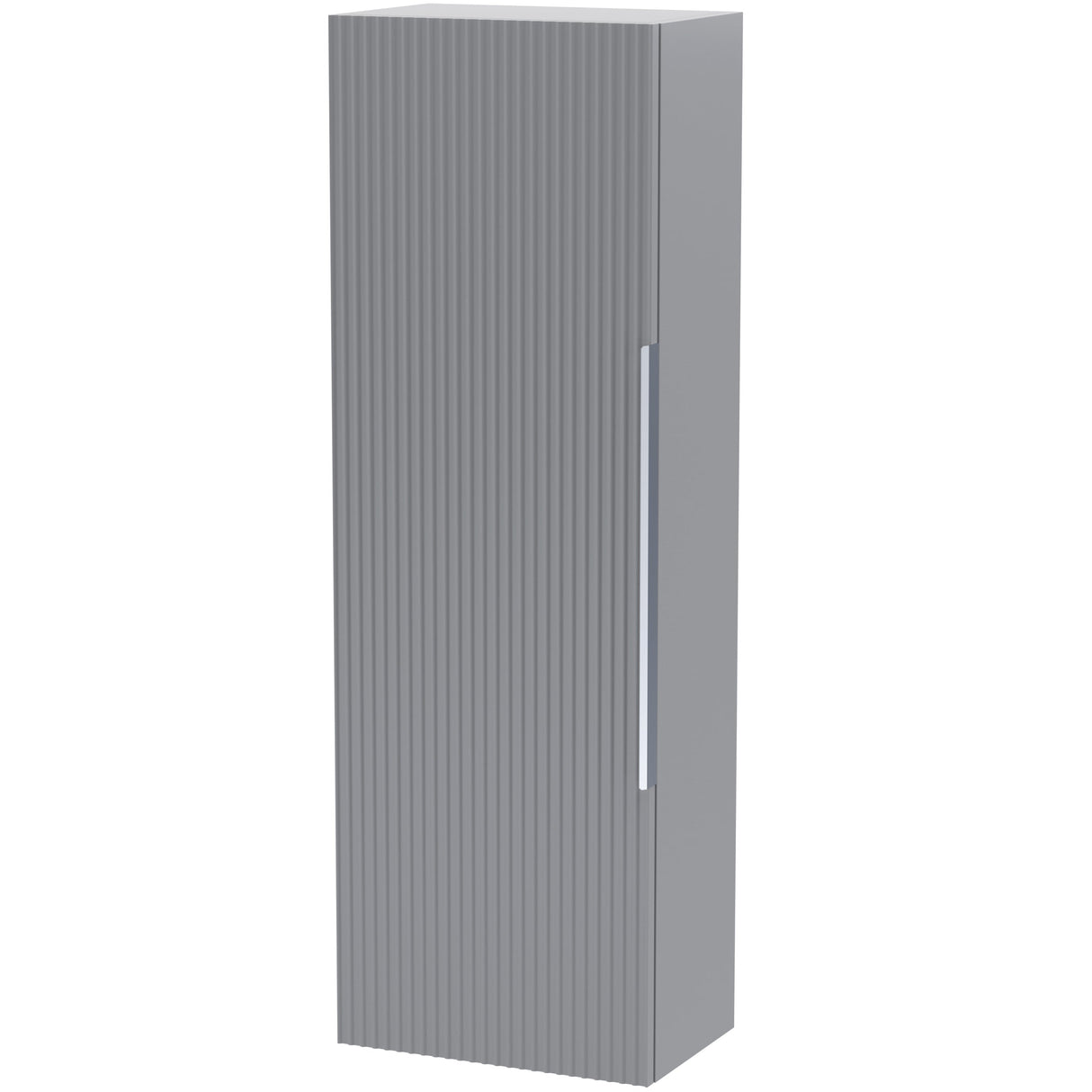 Hudson Reed Fluted 1 Door Wall Mounted Tallboy Storage Unit W400 x D253mm Satin Grey FLU262