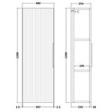 Hudson Reed Fluted 1 Door Wall Mounted Tallboy Storage Unit W400 x D253mm Satin Grey FLU262 LD