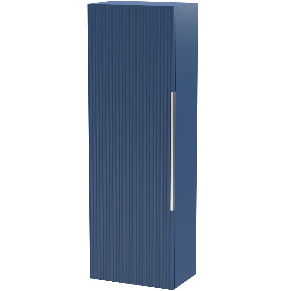 Hudson Reed Fluted 1 Door Wall Mounted Tallboy Storage Unit W400 x D253mm Satin Blue FLU362