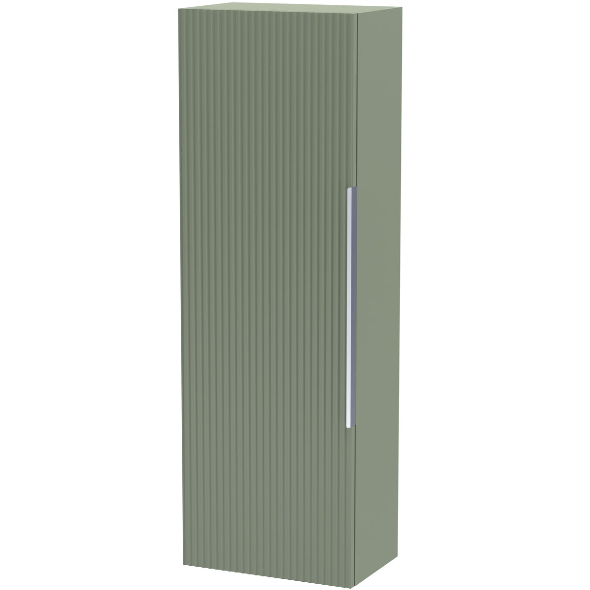 Hudson Reed Fluted 1 Door Wall Mounted Tallboy Storage Unit W400 x D253mm Satin Green FLU862