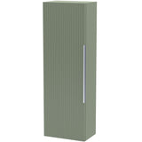 Hudson Reed Fluted 1 Door Wall Mounted Tallboy Storage Unit W400 x D253mm Satin Green FLU862