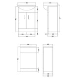 Nuie Saturn Toilet & Basin Suite W1063mm - 2 Door Vanity Unit Gloss White FMD001 LD