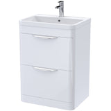 Nuie Parade 600mm Freestanding 2 Drawer Vanity Unit & Basin Gloss White FPA001