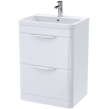 Nuie Parade 600mm Freestanding 2 Drawer Vanity Unit & Basin Gloss White FPA001