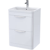Nuie Parade 600mm Freestanding 2 Drawer Vanity Unit & Basin Gloss White FPA001A