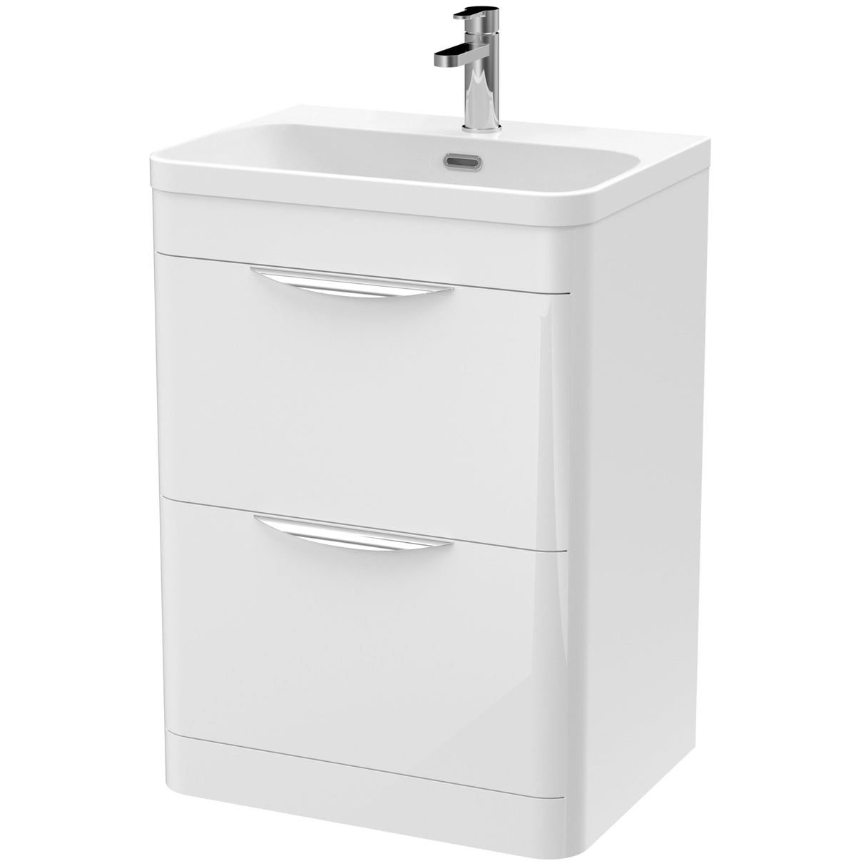 Nuie Parade 600mm Freestanding 2 Drawer Vanity Unit & Basin Gloss White FPA001B