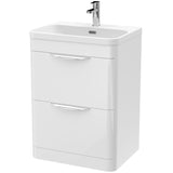 Nuie Parade 600mm Freestanding 2 Drawer Vanity Unit & Basin Gloss White FPA001B