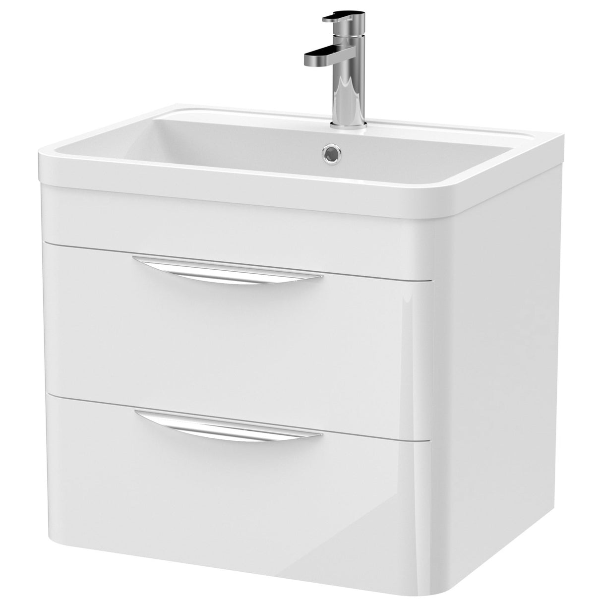 Nuie Parade 600mm Wall Hung 2 Drawer Vanity Unit & Basin Gloss White FPA002A
