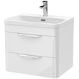 Nuie Parade 600mm Wall Hung 2 Drawer Vanity Unit & Basin Gloss White FPA002B