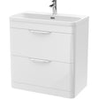 Nuie Parade 800mm Freestanding 2 Drawer Vanity Unit & Basin Gloss White FPA004B