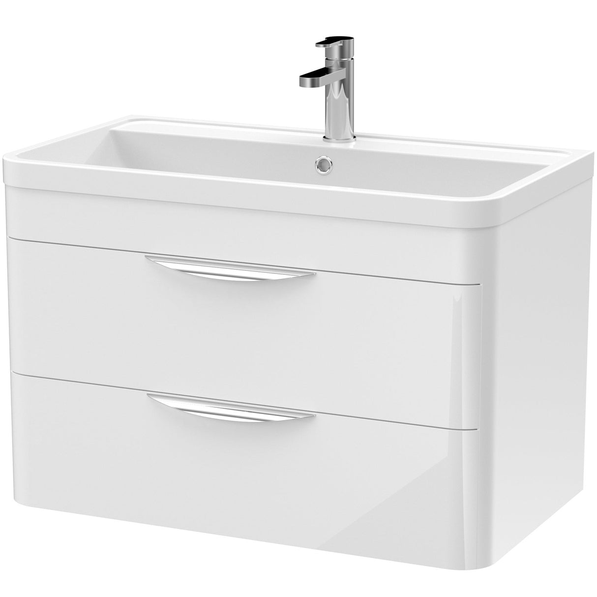 Nuie Parade 800mm Wall Hung 2 Drawer Vanity Unit & Basin Gloss White FPA005A