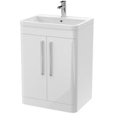 Nuie Parade 600mm Freestanding 2 Door Vanity Unit & Basin Gloss White FPA010