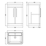 Nuie Parade 600mm Freestanding 2 Door Vanity Unit & Basin Gloss White FPA010A LD
