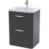 Nuie Parade 600mm Freestanding 2 Drawer Vanity Unit & Basin Soft Black FPA1401
