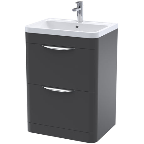 Nuie Parade 600mm Freestanding 2 Drawer Vanity Unit & Basin Soft Black FPA1401