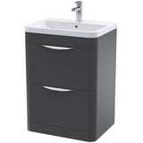 Nuie Parade 600mm Freestanding 2 Drawer Vanity Unit & Basin Soft Black FPA1401A