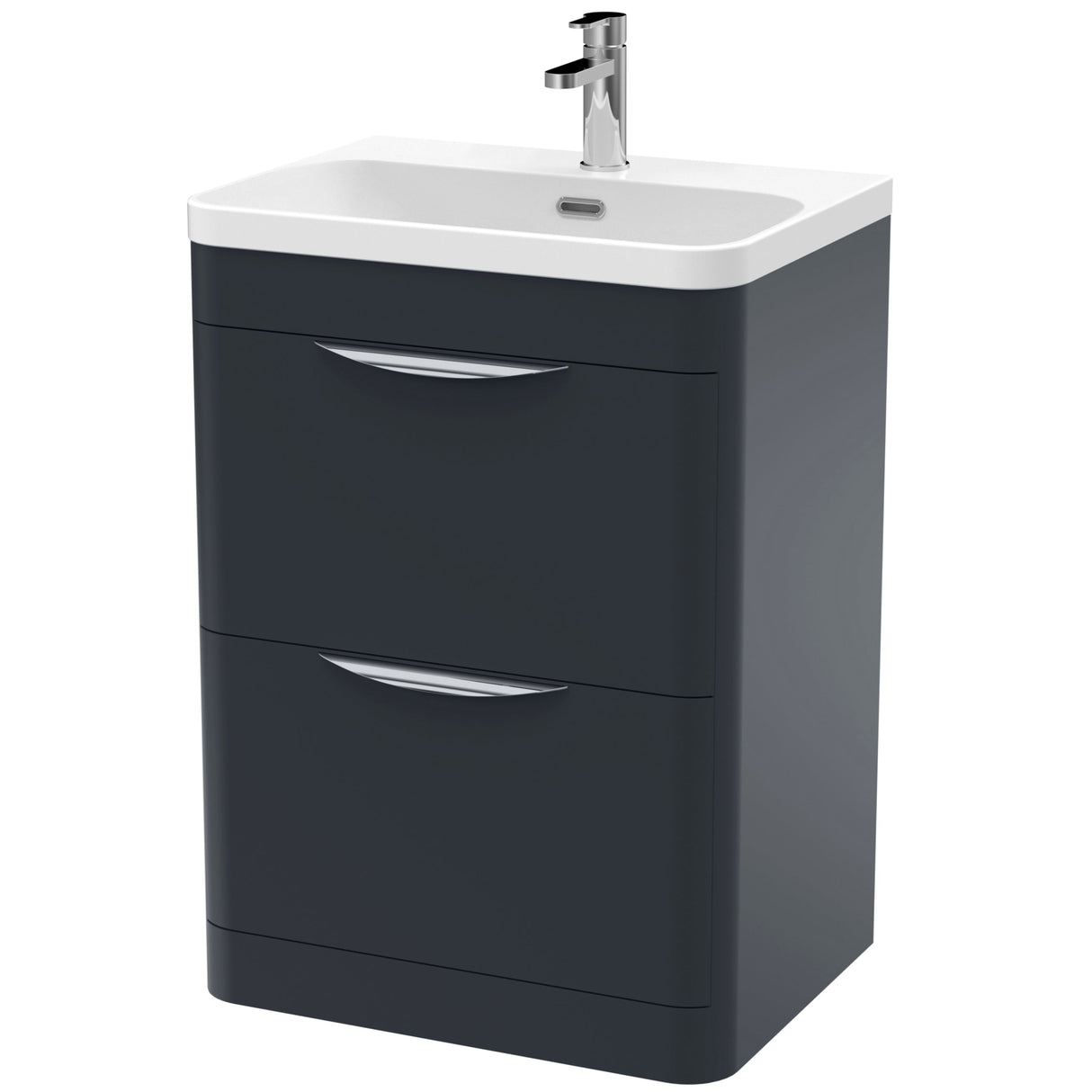 Nuie Parade 600mm Freestanding 2 Drawer Vanity Unit & Basin Soft Black FPA1401B
