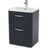 Nuie Parade 600mm Freestanding 2 Drawer Vanity Unit & Basin Soft Black FPA1401B