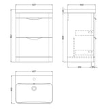Nuie Parade 600mm Freestanding 2 Drawer Vanity Unit & Basin Soft Black FPA1401B LD