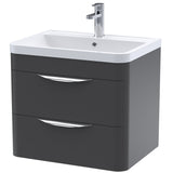 Nuie Parade 600mm Wall Hung 2 Drawer Vanity Unit & Basin Soft Black FPA1402
