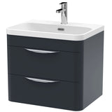 Nuie Parade 600mm Wall Hung 2 Drawer Vanity Unit & Basin Soft Black FPA1402B