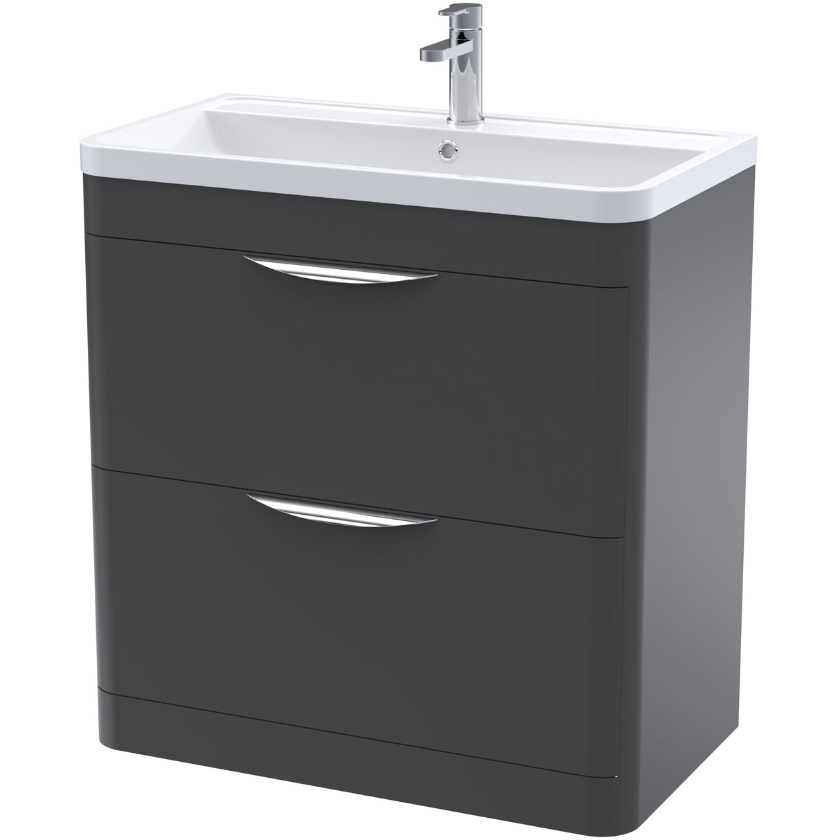 Nuie Parade 800mm Freestanding 2 Drawer Vanity Unit & Basin Soft Black FPA1404