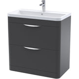 Nuie Parade 800mm Freestanding 2 Drawer Vanity Unit & Basin Soft Black FPA1404