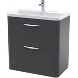 Nuie Parade 800mm Freestanding 2 Drawer Vanity Unit & Basin Soft Black FPA1404A