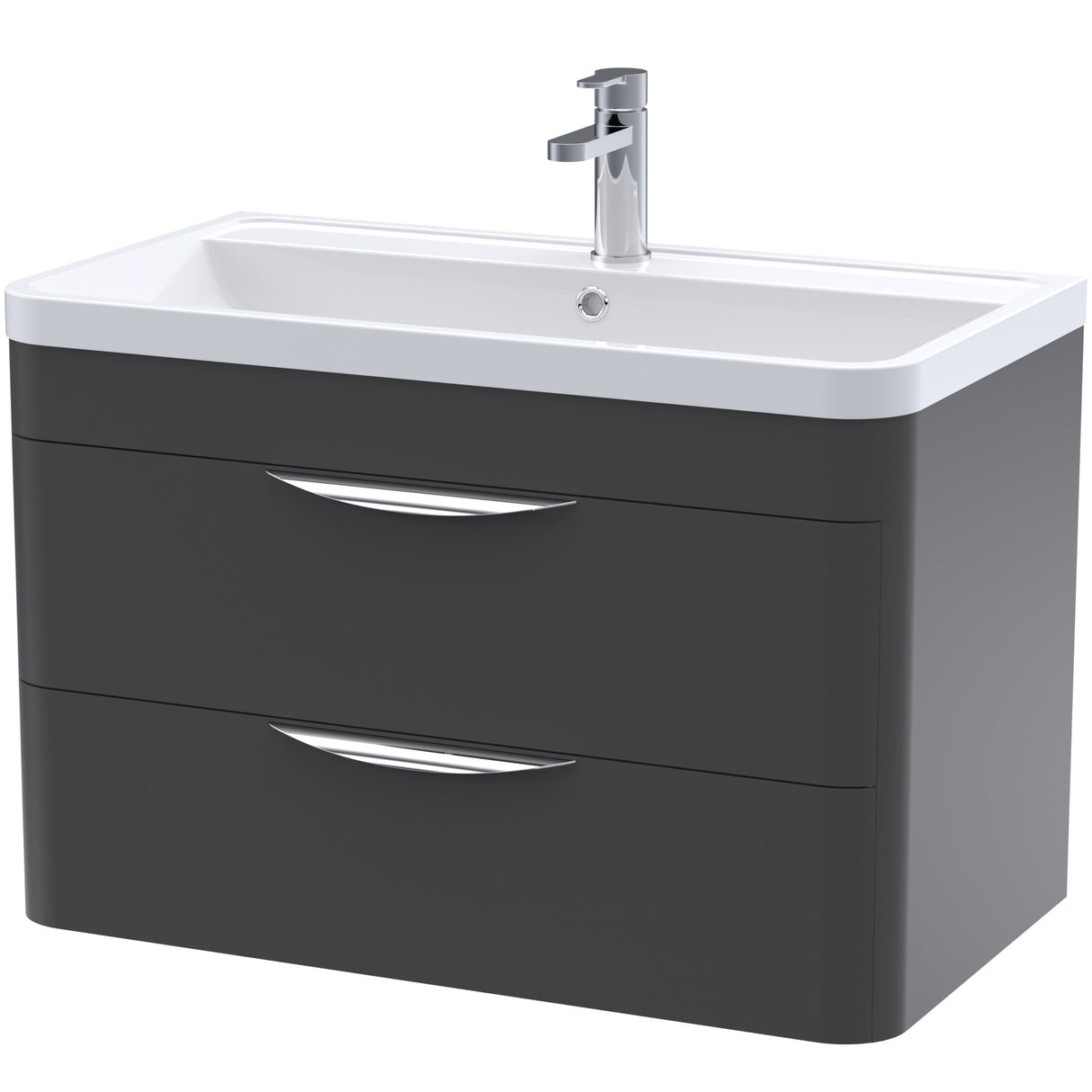 Nuie Parade 800mm Wall Hung 2 Drawer Vanity Unit & Basin Soft Black FPA1405