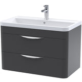 Nuie Parade 800mm Wall Hung 2 Drawer Vanity Unit & Basin Soft Black FPA1405