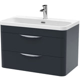 Nuie Parade 800mm Wall Hung 2 Drawer Vanity Unit & Basin Soft Black FPA1405B