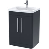 Nuie Parade 600mm Freestanding 2 Door Vanity Unit & Basin Soft Black FPA1410A
