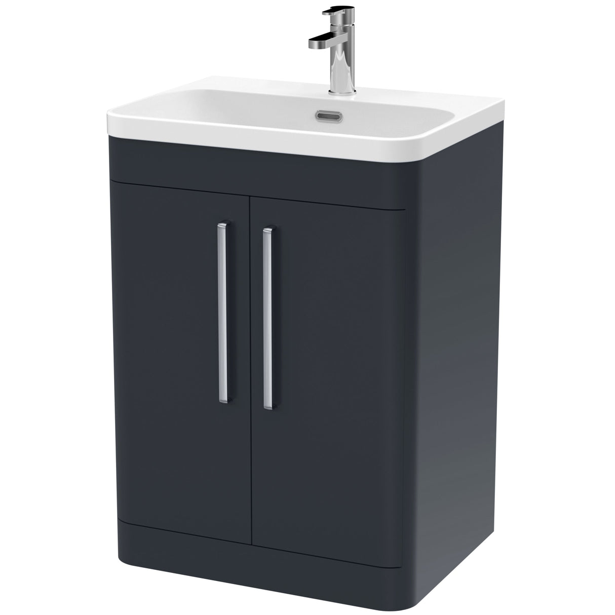 Nuie Parade 600mm Freestanding 2 Door Vanity Unit & Basin Soft Black FPA1410B