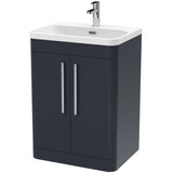 Nuie Parade 600mm Freestanding 2 Door Vanity Unit & Basin Soft Black FPA1410B