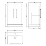 Nuie Parade 600mm Freestanding 2 Door Vanity Unit & Basin Soft Black FPA1410B LD