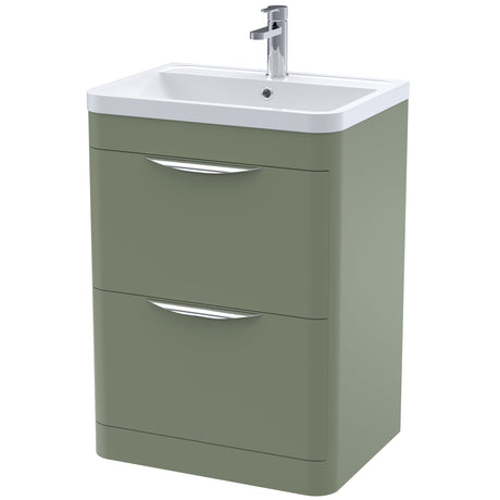 Nuie Parade 600mm Freestanding 2 Drawer Vanity Unit & Basin Satin Green FPA801