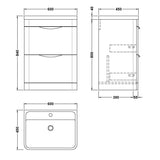 Nuie Parade 600mm Freestanding 2 Drawer Vanity Unit & Basin Satin Green FPA801 LD